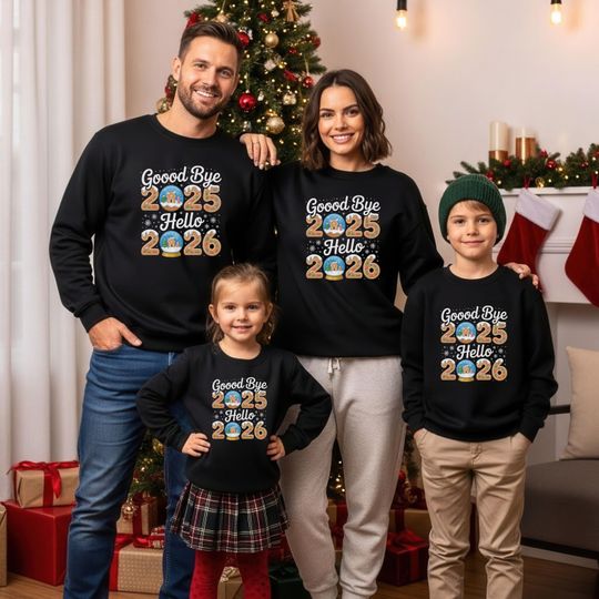 Goodbye 2025 Hello 2026 Sweatshirt, New Year Family Matching Shirt for Adults and Kids
