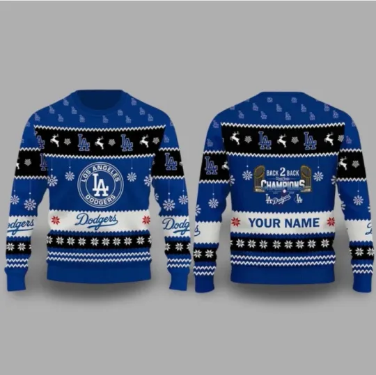 Discover Personalized Dodgers 2025 Back To Back Ugly Sweater Gift For Christmas