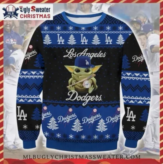 Discover Baby Yoda Dodgers Christmas Tree Ugly Sweater Gift For Christmas