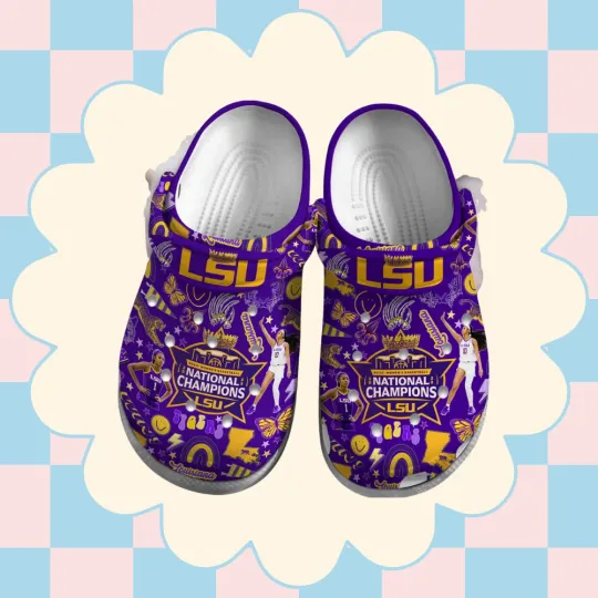 Discover Purple Waterproof Shoes L.S.UTigers Sport Team Clogs