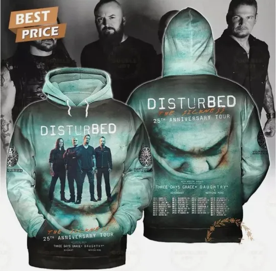 Discover Disturbed The Sickness 25th Anniversary Tour 3D Hoodie