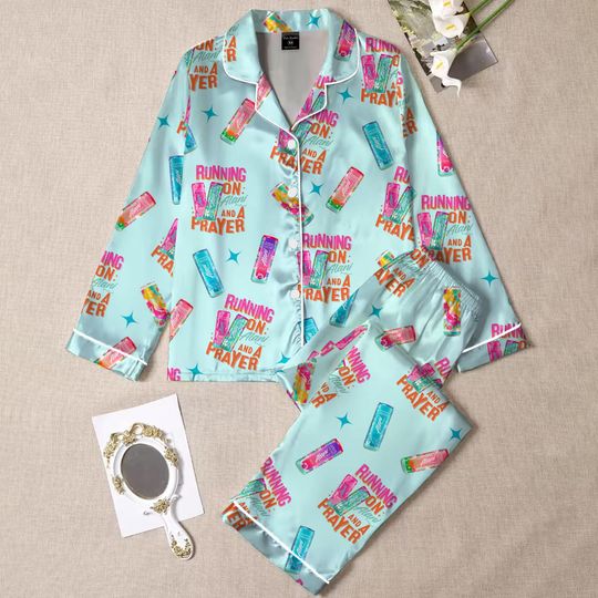 Discover Running On Alani and Chaos Pajamas Set for Women, Coquette Alani Pjs, Funny Energy Drink Pajamas, Chaos Coordinator Pjs, Mental Health Pjs