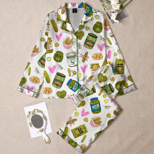 Pickle Lover PJs Set, Pickle Lover Shorts Pajamas, Pickle Short Pajama Set, Women Pajama, Gift for Her