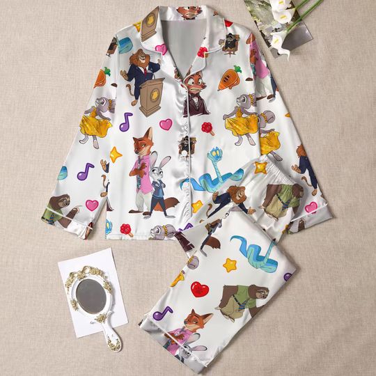Discover Disneyland Zootopia Nick Wilde Pajamas Set for Women, Judy Hopps and Nick Wilde Pajamas Set, Zootopia 2 2025, Disneyland Family Trip 2025