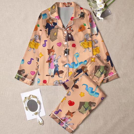 Discover Disneyland Zootopia Nick Wilde Pajamas Set for Women, Judy Hopps and Nick Wilde Pajamas Set, Zootopia 2 2025, Disneyland Family Trip 2025
