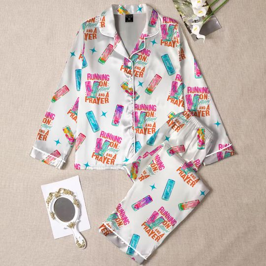 Discover Running On Alani and Chaos Pajamas Set for Women, Coquette Alani Pjs, Funny Energy Drink Pajamas, Chaos Coordinator Pjs, Mental Health Pjs