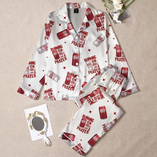 Dr Pepper Pajamas Set, Cute Cola Sleepwear Set, Soft Holiday Pajama Set, Fun Drink Lover Loungewear, Retro Coke Pajamas Set For Family