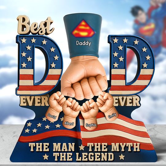 Discover Super Dad's Fist Bump Acrylic Plaque - Personalized Gifts For Father