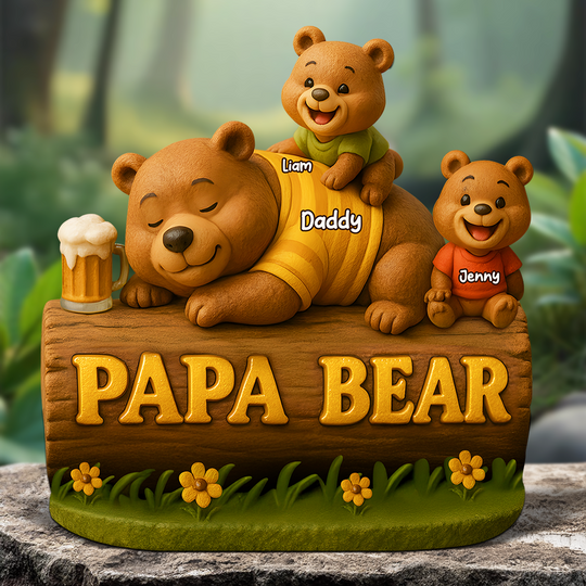Discover Papa Bear Plaque - Personalized Gifts For Dad