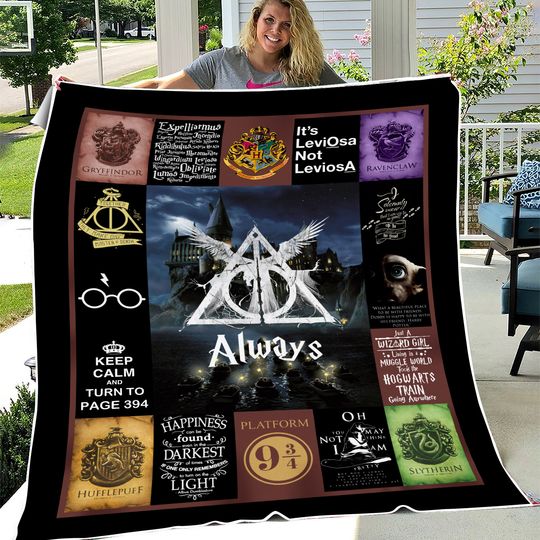 Harry Potter Fleece Blanket, Hogwarts House Bedding, Christmas Home Decor, Lover Gift