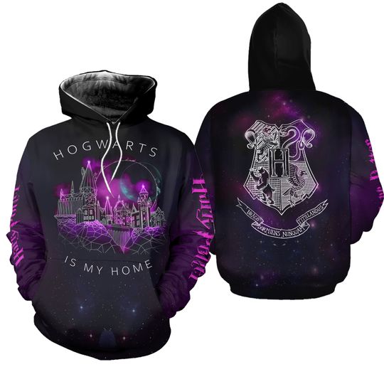 Harry Potter Hogwarts Is My Home Geometric All Over Print 3D Hoodie