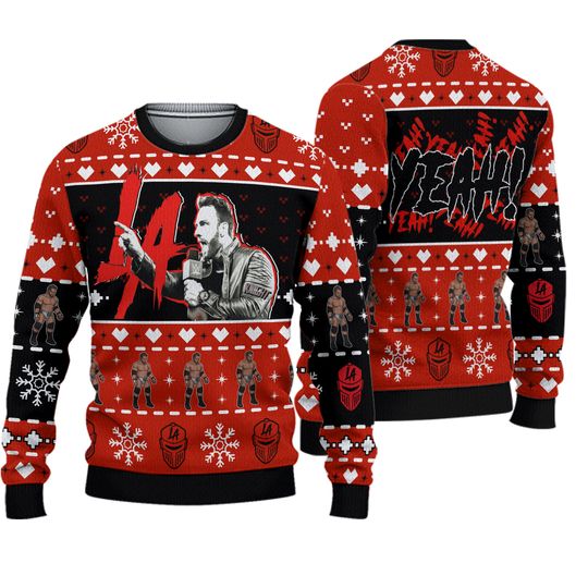 LA Knight Wrestling Red Mask Ugly Christmas Sweater Christmas Tree Sweatshirt Christmas Costumes Pullover Family Gifts Sports