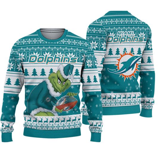 Miami Dolphin Football x funny character football Ugly Christmas Sweater 2025