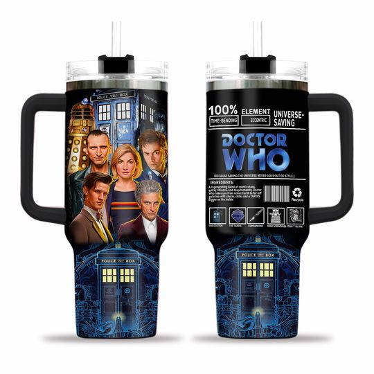 Doctor Who Tumbler 40oz, Insulated Cup, Tardis Tumbler, Tardis Dr Who Coffee Tumbler, Doctor Who Gift For Women Men, Dr Who Tumbler