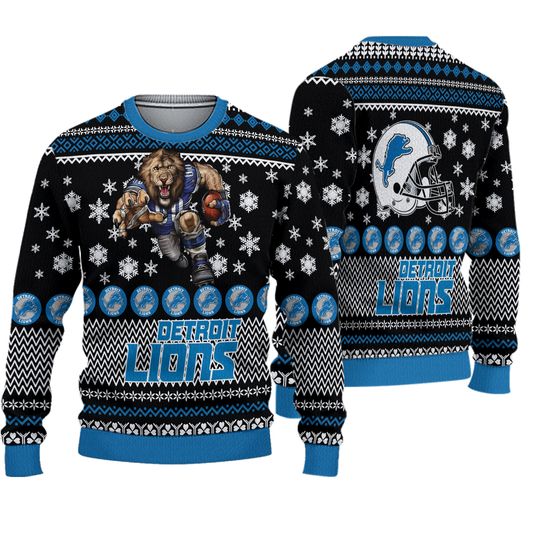 Detroit Football Ugly Christmas Sweater Holiday Fan Pullover 2025