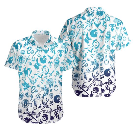 New Blue Moggle Hawaiian Shirt Final Fantasy