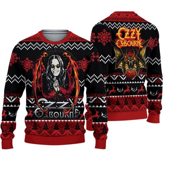Ozzy Osbourne Black Sabbath Logo Christmas 3D Ugly Sweater