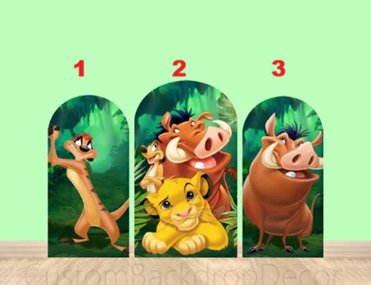 Lion King Simba Round Arch Cover Wall Backdrop for Safari Jungle Boys Birthday Party