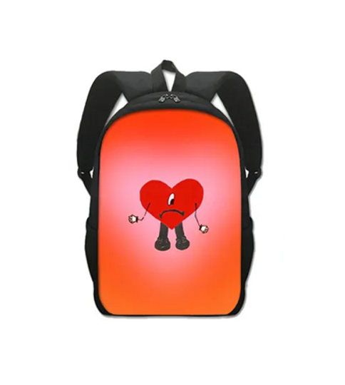 Bad Bunny Heart Backpack, Gift For Bad Bunny Fan