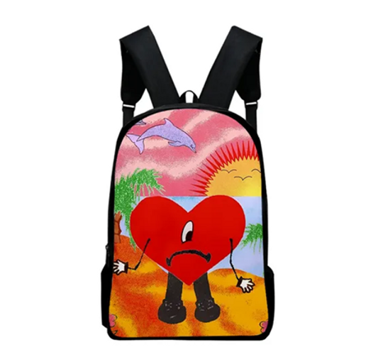 Bad Bunny 3D Print School Bags, Laptop Daypack Backpack
