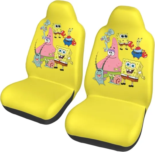 Spongebob Car Seat Cover Set of 2, Dustproof, Easy Installation