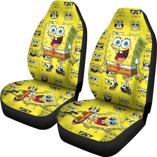 Cute Squarepants Spongebob Car Seat Covers Set of 2