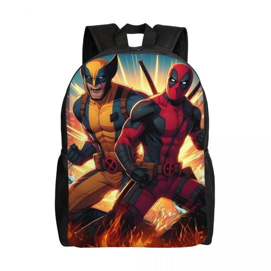 Deadpool Laptop Backpack for Women Men, Casual Student Bookbag for College School, Wolverine Design