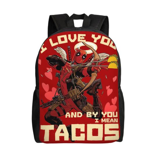 Deadpool Taco Cupid Backpack for Women and Men, Student College School Bag