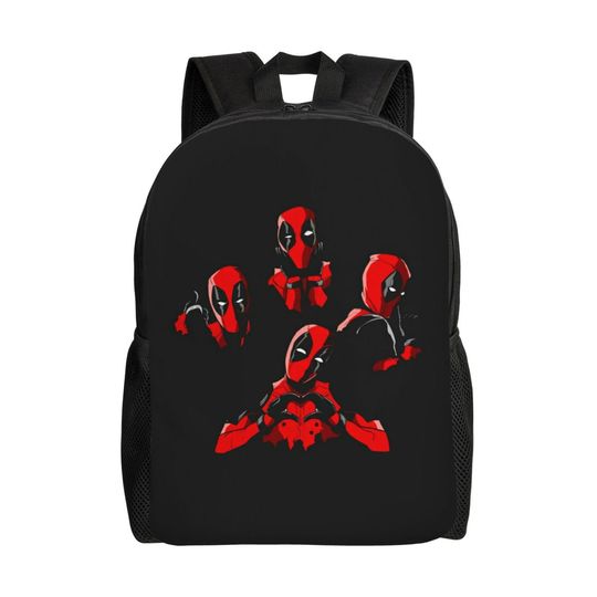 Deadpool Emoticon Collage Backpack for Women and Men School College Student Bookbag