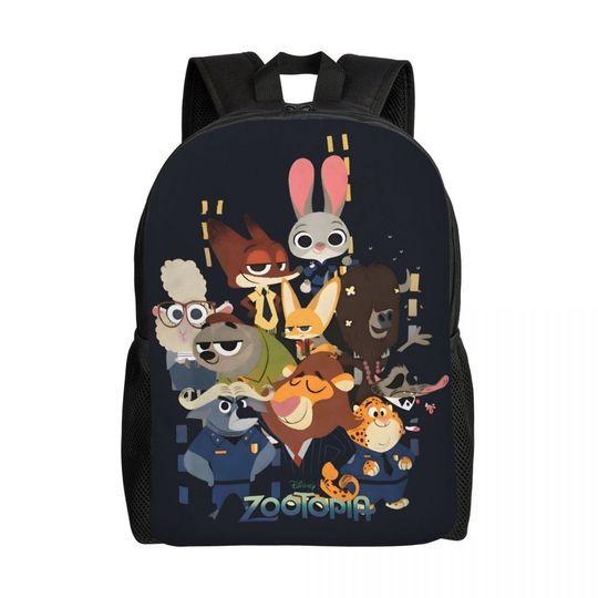 Zootopia Student Backpack for Men and Women Casual School College Cartoon Bookbag