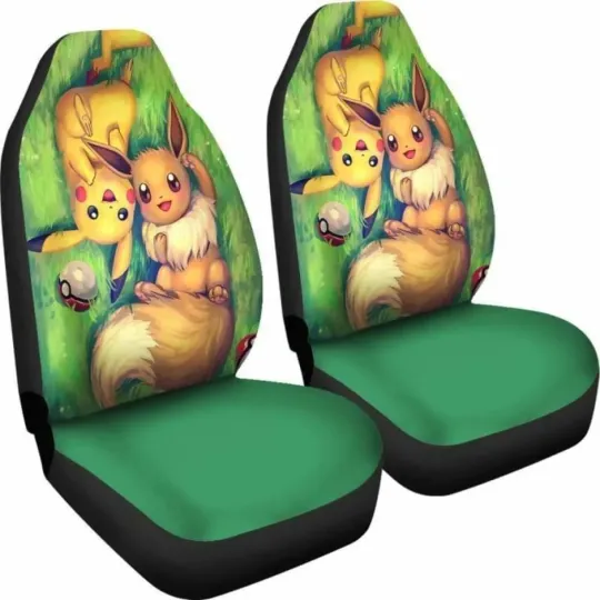 Pika and Eevee Universal Car Seat Cover Set of 2