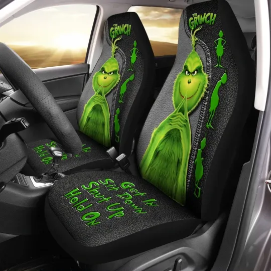 Funny Character Christmas Car Seat Cover Set of 2