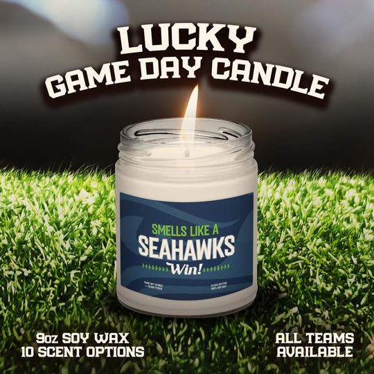 Seattle Seahawks Lucky Game Day Candle | football Home Decor | football Gifts