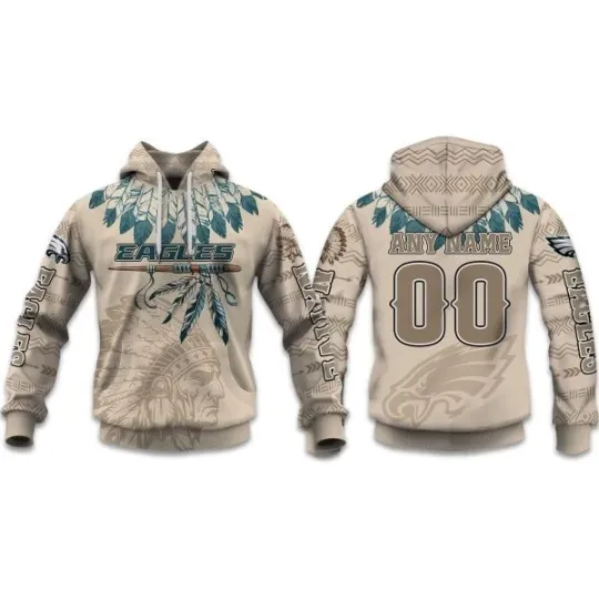 2025 Personalized Eagles Football Native American Heritage Hoodie