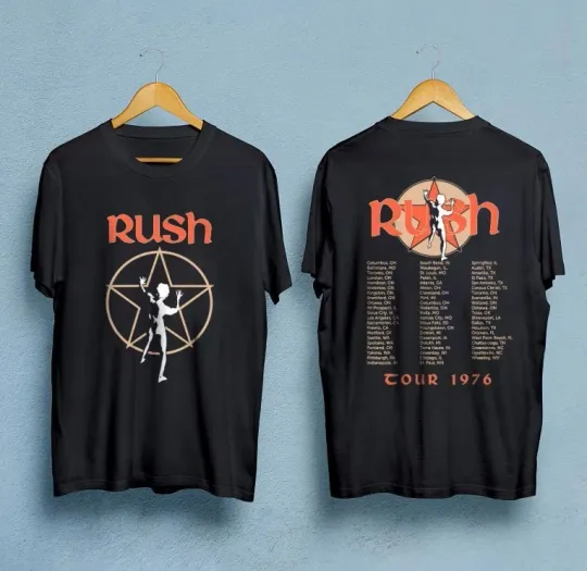 Rush Band Music Tour 1976 Double Sided T-shirt for Fans