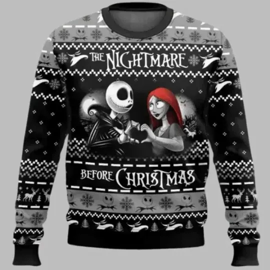 Nightmare Before Xmas Jack Sally Funny Couples Ugly Christmas Sweater