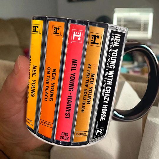 Neil Young Albums Cassette Retro Collection Accent Mug
