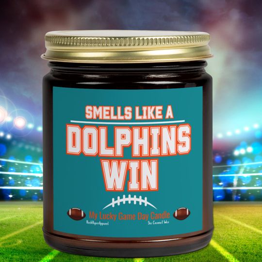 Dolphins Win Candle: Miami Vibes, Football Fan Gift