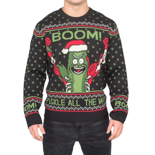 Rick and Rickandmorty Boom! PickleRick Ugly Christmas Sweater