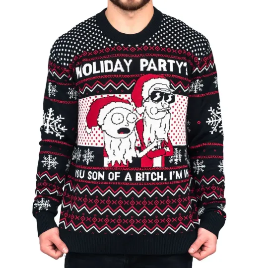 Rick & Rickandmorty Son of a B Holiday Sweater Ugly Christmas Sweater