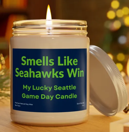 Seattle Seahawks Win Soy Wax Scented Candle Football Decor
