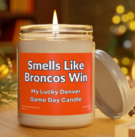 Denver Broncos Win Premium Soy Jar Candle football Football Decor