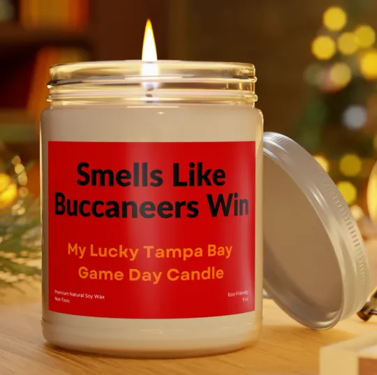 Tampa Bay Buccaneers Premium Scented Candle Footbal Custom Gift