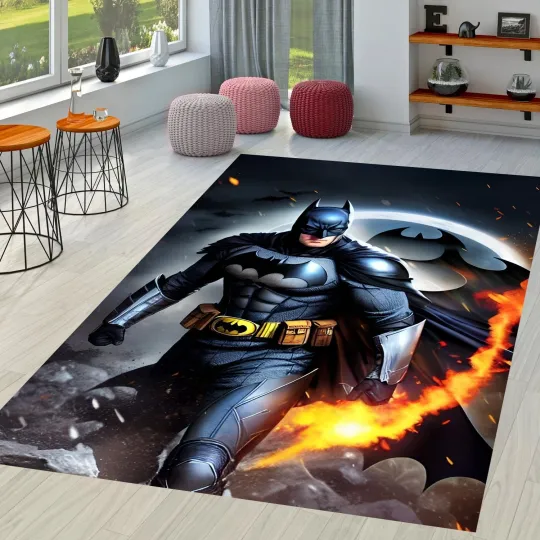 Batman Rug, Superhero Rug, Kids Room Rug, Movie Rug, Dark Knight Rug