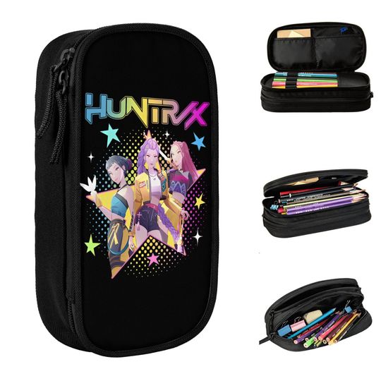Huntrix Kpop Demon Hunters Pencil Case, Zoey Rumi Mira, Pen and Cosmetic Organizer for Girls and Boys