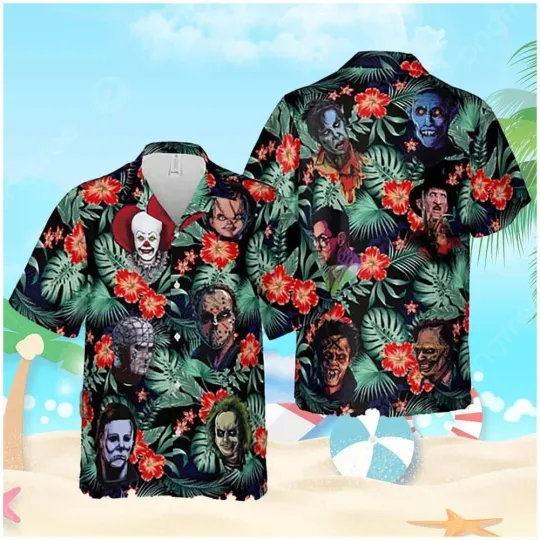Horror Movie Chracters Hawaiian Shirt For Women Men