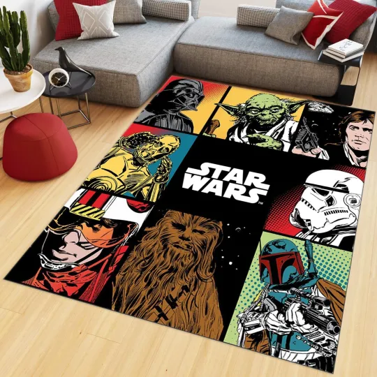 Star Wars Rug, Darth Vader Kids Room Rug, Black Office Rug