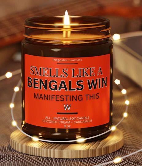 Bengals Scented Candles | Cincinnati Football Gift, Game Day Decor