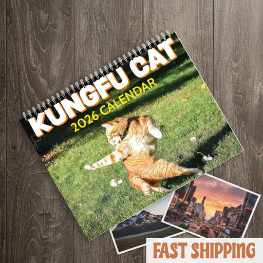 Kungfu Cat 2026 Wall Calendar, Funny Martial Arts Cat Calendar, Karate Cat Meme Calendar