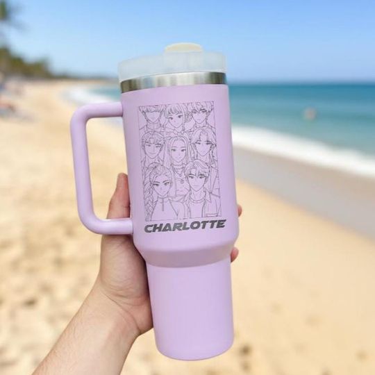 Engraved 40 oz Stainless Steel Tumbler with Handle – Personalized Kpop Hunter Travel Mug for Christmas Birthday